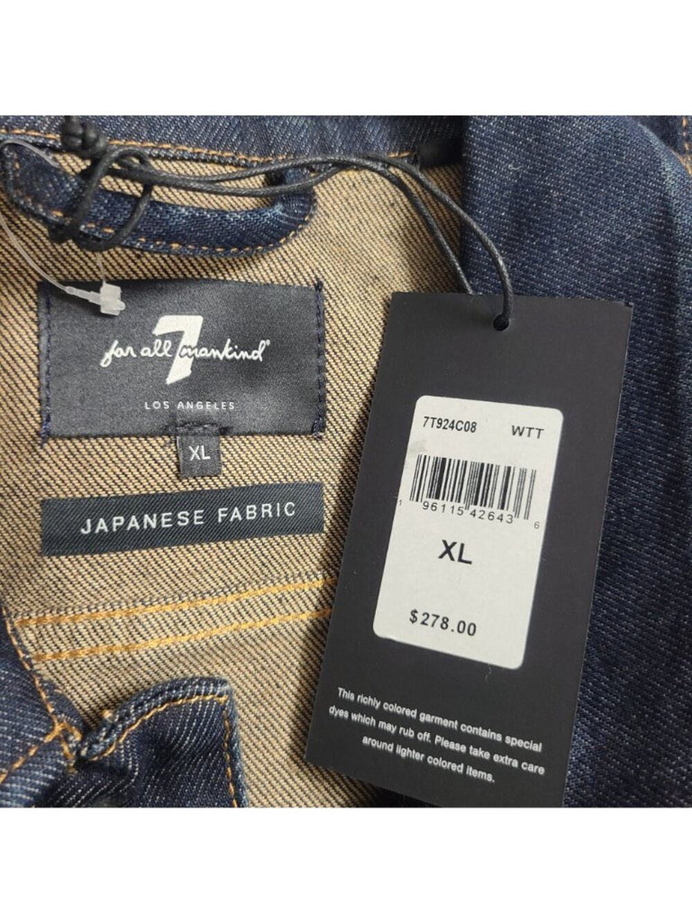 7 For All Mankind Japanese Fabric Walk The Truck Denim Jacket 7T924C08 Size XL - Picture 3 of 4